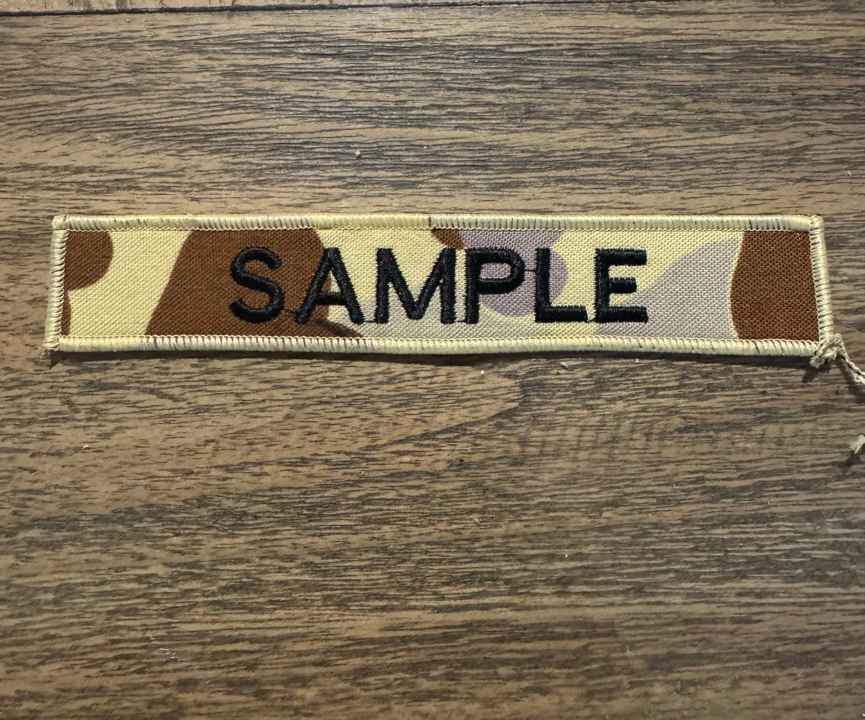 Embroidered personalised name tag DPDU fabric